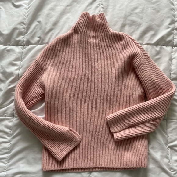 Pink Rib-Knit Turtleneck Sweater - Picture 4 of 4